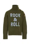 Zadig & Voltaire Green Turtleneck For Girl With Writing In Green