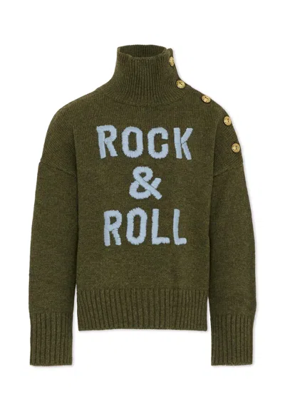 Zadig & Voltaire Kids' Green Turtleneck For Girl With Writing