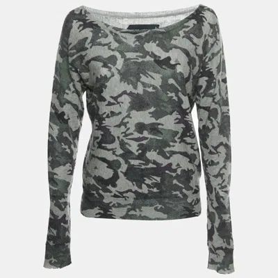Pre-owned Zadig & Voltaire Grey Camouflage Cashmere Knit Jumper M In Gray
