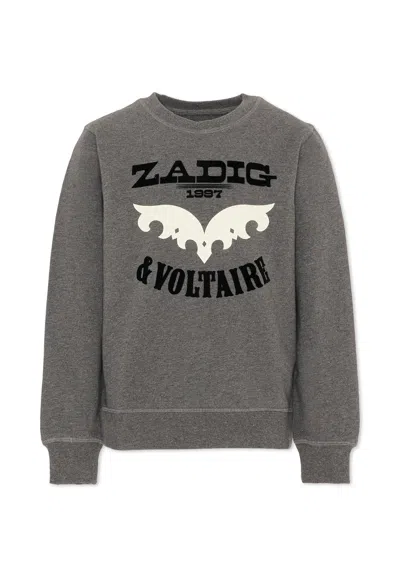 Zadig & Voltaire Grey Sweatshirt For Kids With Logo In Gray