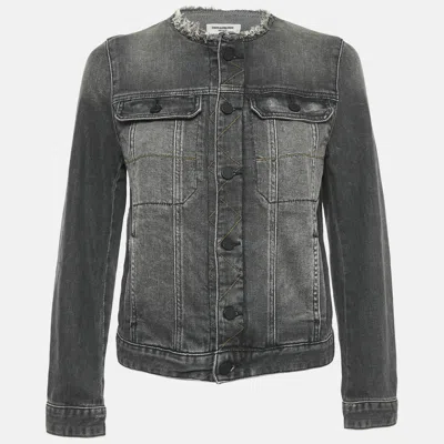 Pre-owned Zadig & Voltaire Grey Washed Denim Collar Neck Jacket M