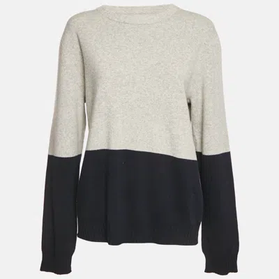 Pre-owned Zadig & Voltaire Grey/navy Blue Wool Crew Neck Rod Jumper M