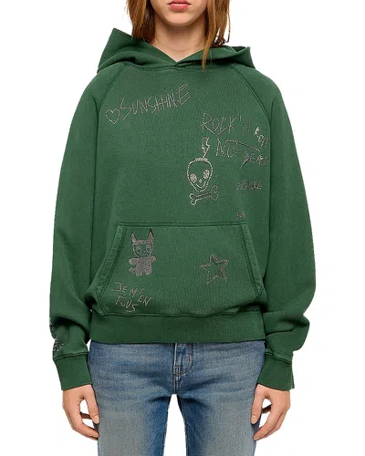 Zadig & Voltaire Grgy Embellished Hooded Cotton Sweatshirt In Multi