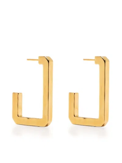 Zadig & Voltaire Half-hoop Rectangular Earrings In Gold