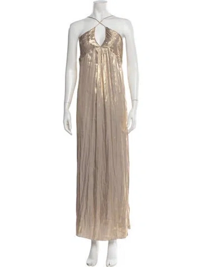Pre-owned Zadig & Voltaire Halterneck Long Dress In Neutrals