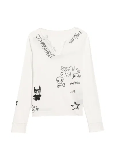 Zadig & Voltaire Happy Henley T-shirt In White