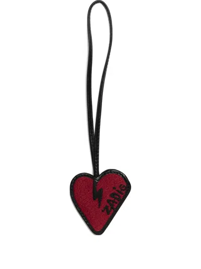 Zadig & Voltaire Heart Lightning Keyring In Red
