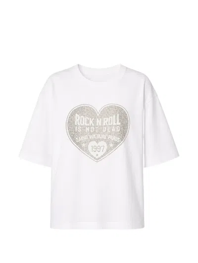 Zadig & Voltaire Heart-motif Rhinestone-embellished T-shirt In White