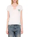 Zadig & Voltaire Tunisien Strass Heart Embellished Keyhole Cotton Graphic T-shirt In White