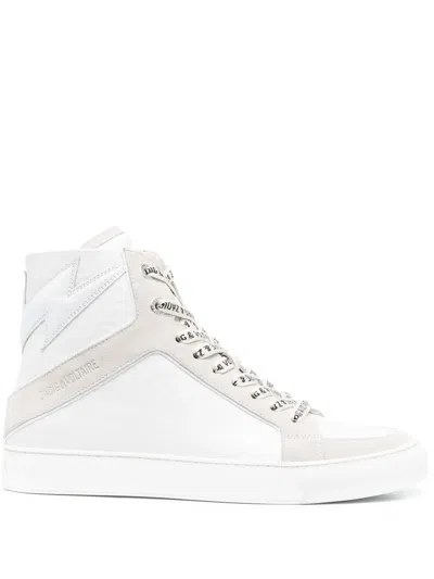 Zadig & Voltaire High Flash Panelled Leather Sneakers In White