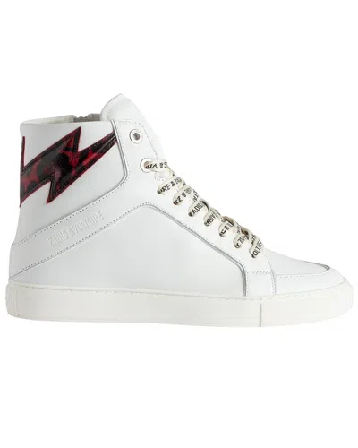 Zadig & Voltaire High Flash Smooth Leather Sneaker In White