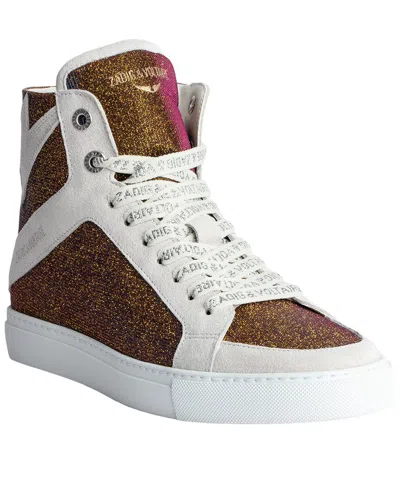 Zadig & Voltaire High Flash Sparkle Leather Sneaker In Black