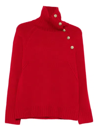 Zadig & Voltaire High-neck Button-detail Sweater In Red