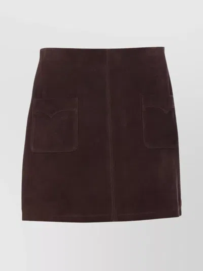 Zadig & Voltaire High Waist Mini Skirt With Front Pockets In Brown
