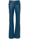 Zadig & Voltaire Hippie Crinkled Leather Flared Trousers In Blue