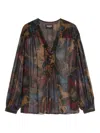 Zadig & Voltaire Tamela Horses Sheer Mousseline Top In Multi