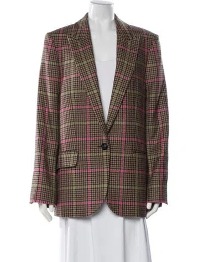 Pre-owned Zadig & Voltaire Houndstooth Virgin Wool Blazer In Pink