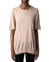 Zadig & Voltaire Ida Short Sleeve Cashmere Sweater In Blush