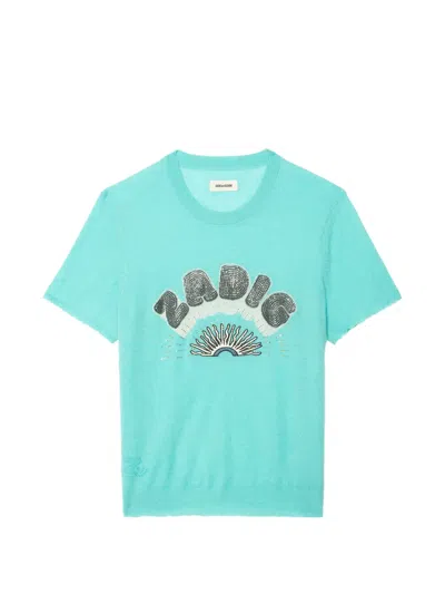 Zadig & Voltaire Womens Borneo Idal Short-sleeve Cashmere Jumper In Blue