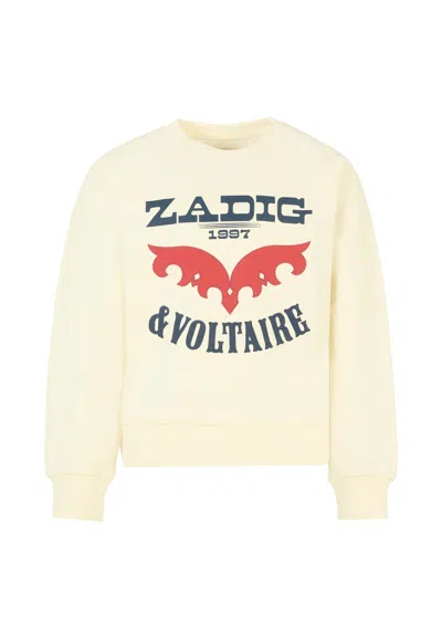Zadig & Voltaire Kids' Ivory Sweatshirt For Girl With Logo In Neutral