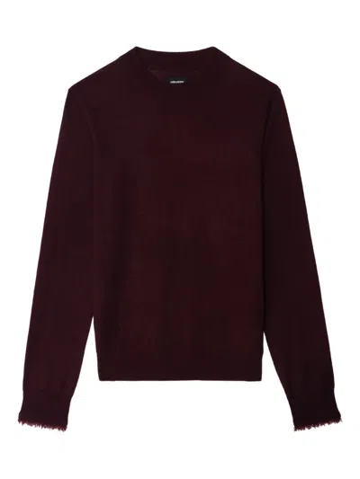 Zadig & Voltaire Frayed-hem Crew Neck Jumper In Brown