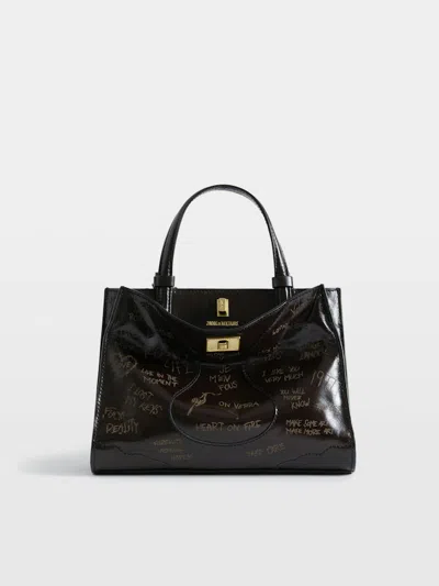Zadig & Voltaire Jack Mini Vintage Patent Laser Bag In Brownie