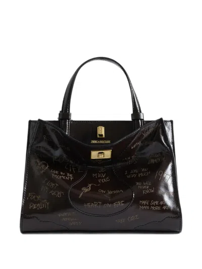 Zadig & Voltaire Jack Nano Patent Leather Tote Bag In Brown