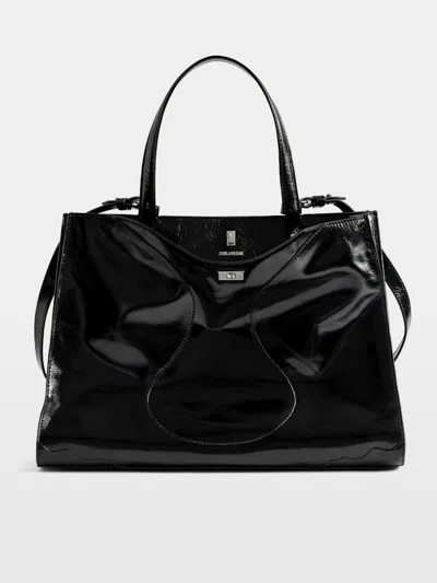 Zadig & Voltaire Jack Vintage Patent Bag In Black