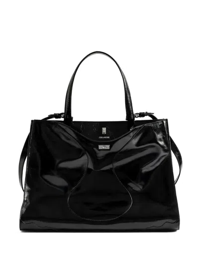 Zadig & Voltaire Jack Vintage Patent-leather Tote Bag In Black