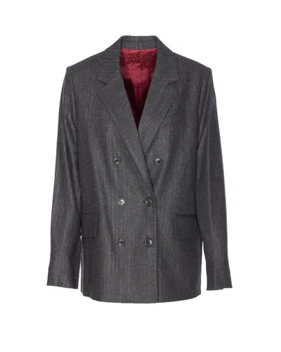 Zadig & Voltaire Metallic Thread Embroidered Jacket In Gray