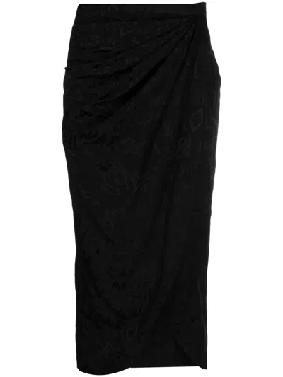 Zadig & Voltaire Jamelia Jacquard Draped Silk Skirt In Black