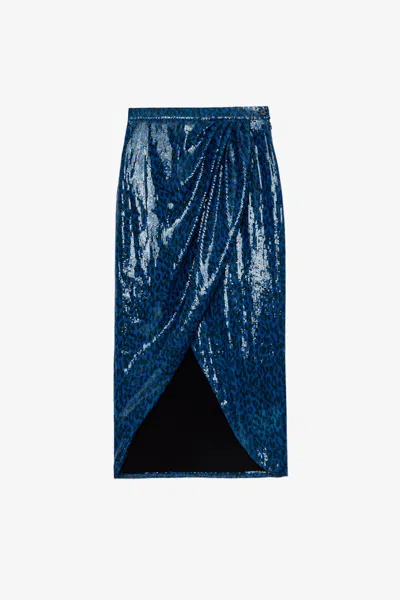 Zadig & Voltaire Jamelia Sequins Skirt In Blue