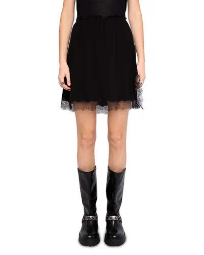 Zadig & Voltaire Jarvisa Lace Hem Mini Skirt In Black