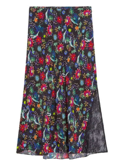 Zadig & Voltaire Jayla Floral Midi Skirt In Blue