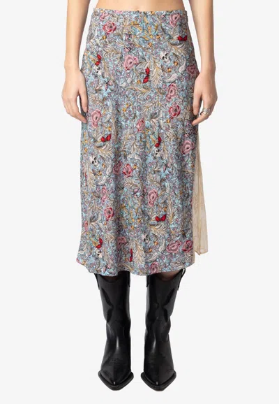 Zadig & Voltaire Jayla Floral Print Midi Skirt
