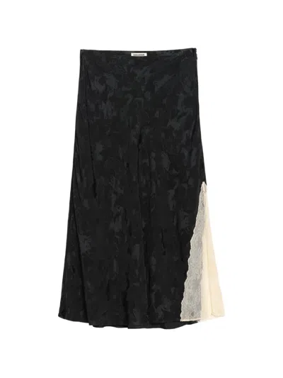 Zadig & Voltaire Jayla Jacquard Silk Midi Skirt In Black