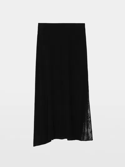 Zadig & Voltaire Jaylal Lace Trim Silk Maxi Skirt In Black