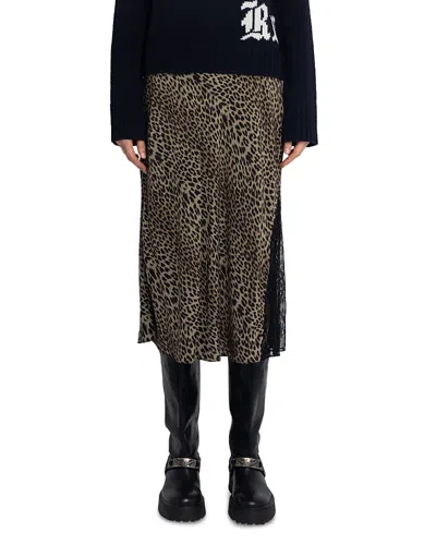 ZADIG & VOLTAIRE JAYLA SOFT LEOPARD PRINT SKIRT