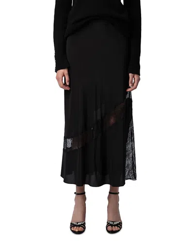 Zadig & Voltaire Jaylal Silk Skirt In Noir