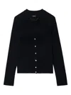 Zadig & Voltaire Womens Black Jemma Diamante-buttoned Merino-wool Cardigan In Blue