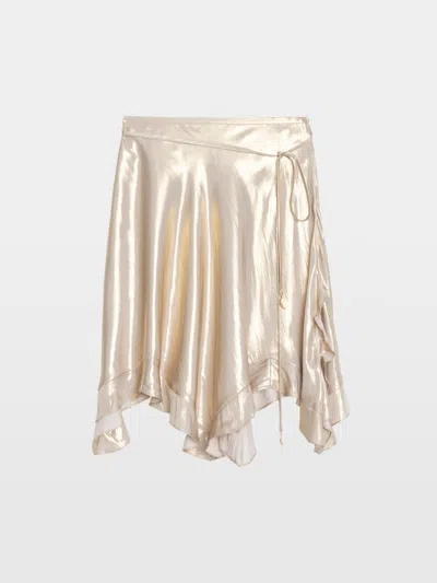 Zadig & Voltaire Womens Gold Jetos Asymmetric-hem Satin Mini Skirt In White