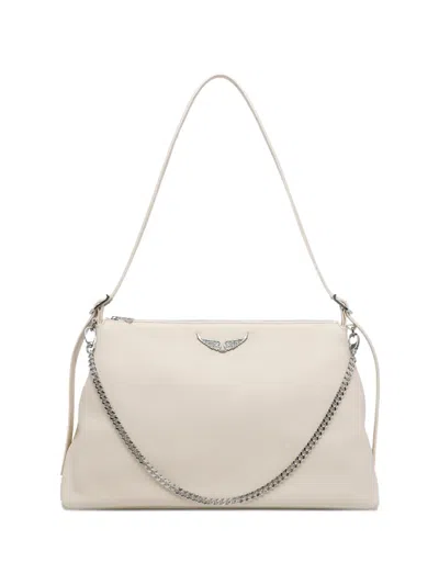 Zadig & Voltaire Jim Logo-chain Shoulder Bag In Neutral