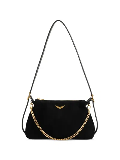 Zadig & Voltaire Jim Mini Suede Shoulder Bag In Black