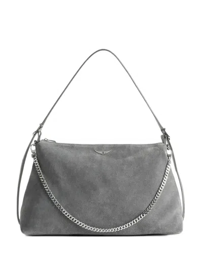 Zadig & Voltaire Jim Suede Shoulder Bag In Black