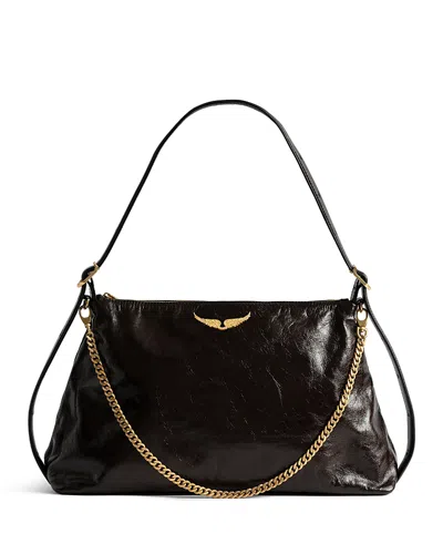Zadig & Voltaire Jim Vintage Patent Shoulder Bag In Black