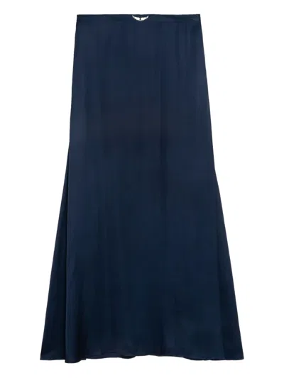 Zadig & Voltaire Jimeno Satin Wings-embellished Maxi Skirt In Blue