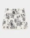 Zadig & Voltaire Jocky Tropical Island Toile De Jouy Cotton Miniskirt In White