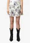 Zadig & Voltaire Jocky Tropical Island Print Mini Skirt