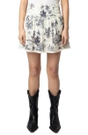 Zadig & Voltaire Jocky Tropical Island Toile De Jouy Cotton Miniskirt In White