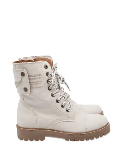 Pre-owned Zadig & Voltaire Joe Combat Boots In White